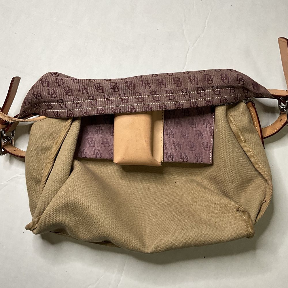 Dooney & Bourke Shoulder Bag Hobo Purse Signature Logo Canvas DB Leather Satchel - Picture 13 of 14